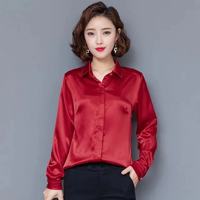 Satin Silk Work Shirt For Women Polished Office Look by zapcart