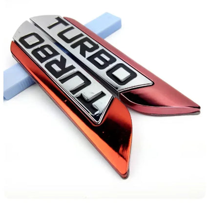 1Pair TURBO New Letter Sticker Car Fender Side Emblem Body Rear Tailgate Decal Auto Accessories