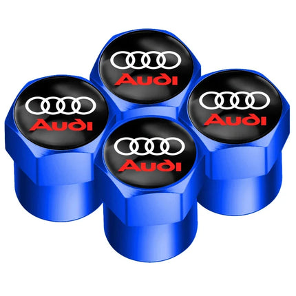 Audi Valve Caps With Suede Leather Key Chain For Audi