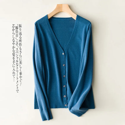 Women Cardigans 2032 Single Breasted V Neck Knit Outerwear by zapcart
