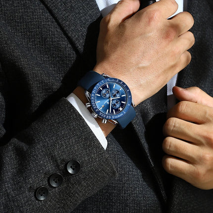 POEDAGAR Men Watch Waterproof Luminous Chronograph Leather