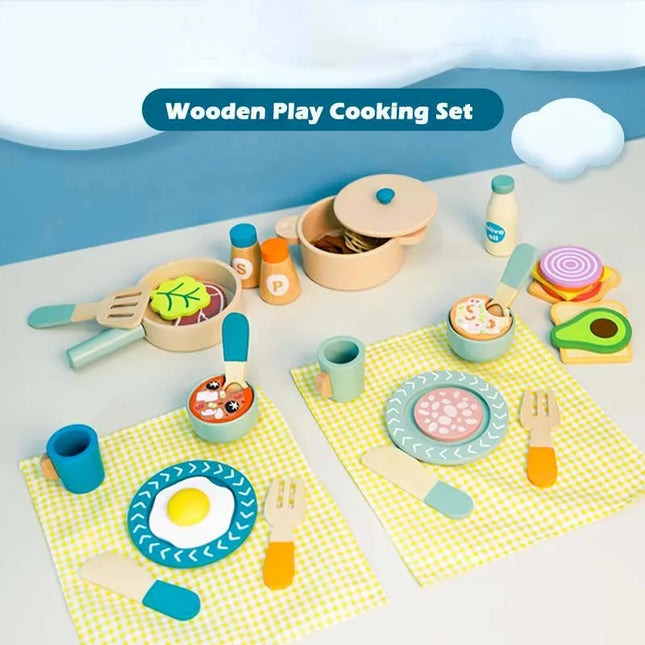 BizyKoady Wooden Kitchen Montessori Pretend Set Toddlers by zapcart