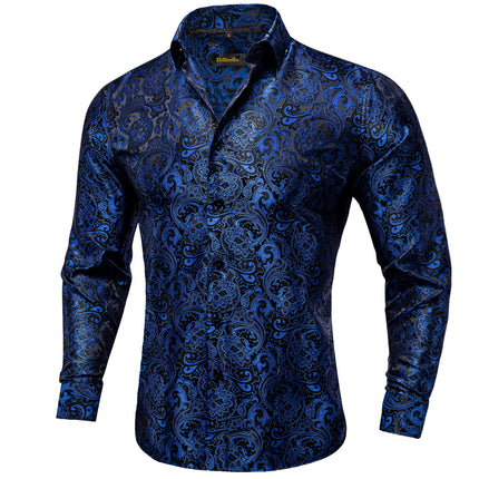 HenanChoice Mens Jacquard Paisley Shirt Long Sleeve Luxury by zapcart