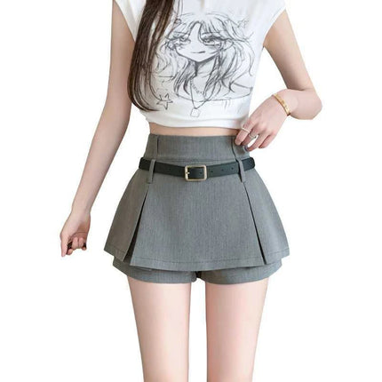 Xingqing Y2K Mini Skirt Women High Rise Pleated With Shorts by zapcart