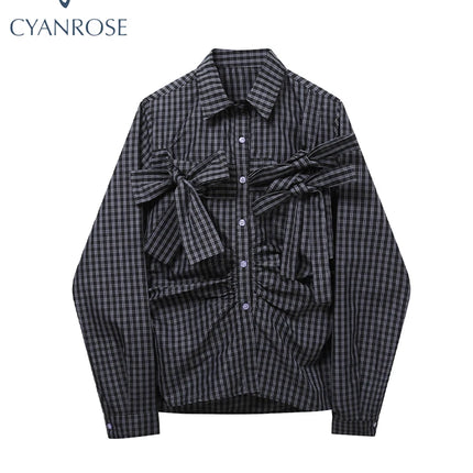 Y2K Plaid Shirt For Women Harajuku Aesthetic Long Sleeve by zapcart