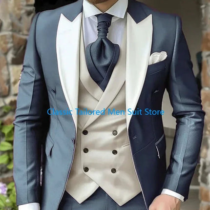 CN Jiangsu Mens 3 Piece Suit Purple Peak Lapel Luxury by zapcart