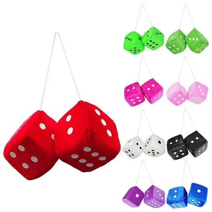 Car Plush Dice Pendant New Year Velvet Decoration For Cars by zapcart