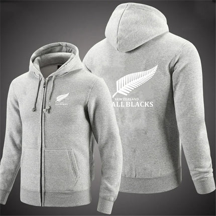 Mens All Blacks Rugby Zip Up Hoodie Fleece Streetwear