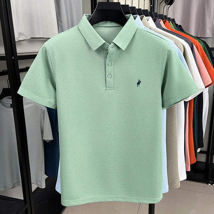 Men's Polo Shirt Embroidered Pony CN Zhejiang Breathable by zapcart
