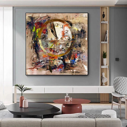 Retro Clock Art Canvas Urban Graffiti Wall Decor Living Room by zapcart