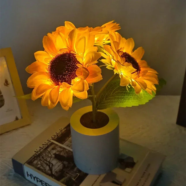 3 LED Night Light Rechargeable Sunflower Lights Interior Lighting Bedroom Bedside Desktop Decoration Table Lamp Night Lamps by zapcart