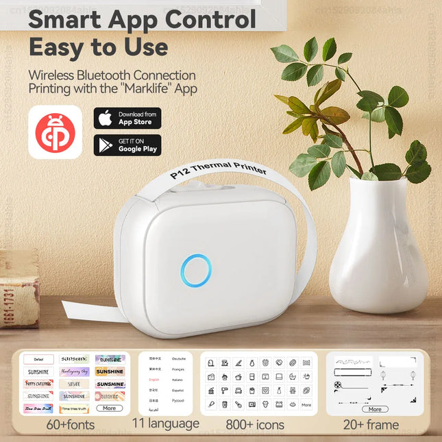 UniPlus Inkless Label Printer P12 Pocket BT AutoCut Home by zapcart