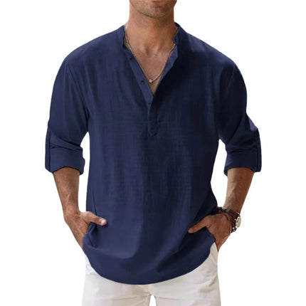 Animal Game Cotton Linen Shirts for Men Lightweight Henley by zapcart