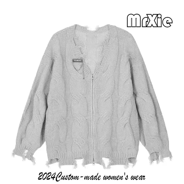 Unisex American Retro Cardigan For Men Women V Neck Knit by zapcart