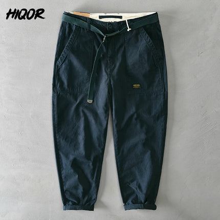 HiQORC Mens Cotton Cargo Pants Casual Loose Fit Khaki by zapcart