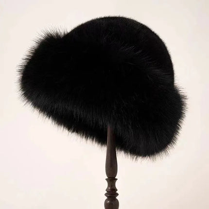 Zapcart Fluffy Fur Bucket Hat For Women Warm Winter Cap