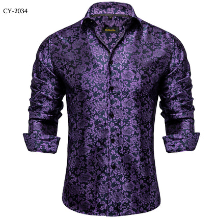 HenanChoice Mens Jacquard Paisley Shirt Long Sleeve Luxury by zapcart