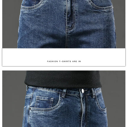 NeverfunctionCN Warm Winter Jeans Men Slim Straight Denim by zapcart