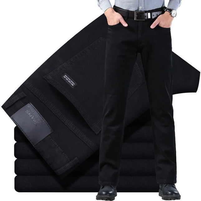 Tsingyi Men Jeans Vintage Black Straight Stretch Comfort by zapcart