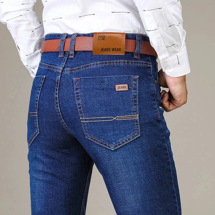 Brother Wang Mens Autumn Classic Fitted Stretch Jeans by zapcart