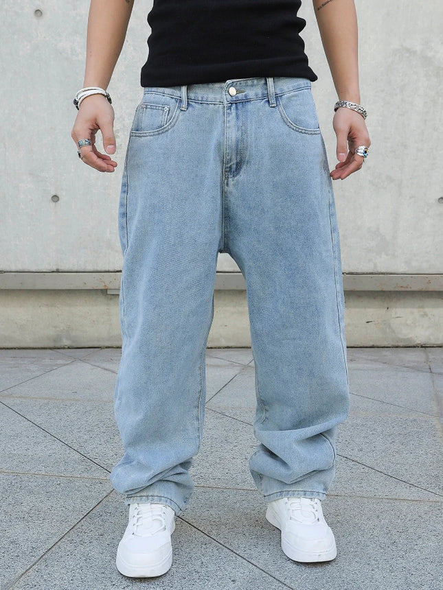 CN Guangdong Men Baggy Jeans Oversize Wide Leg Denim by zapcart