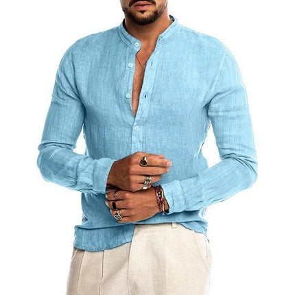 Ayrbao Mens Long Sleeve Solid V Neck Shirt Casual Everyday by zapcart