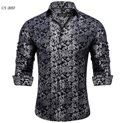 HenanChoice Mens Jacquard Paisley Shirt Long Sleeve Luxury by zapcart