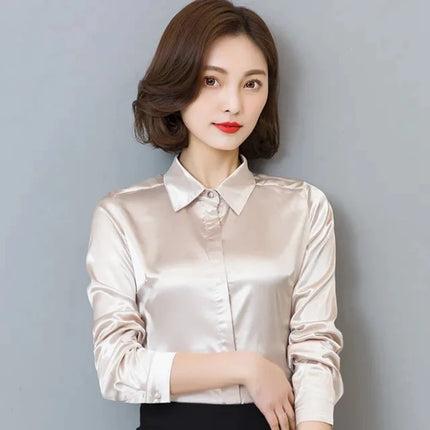 Satin Silk Work Shirt For Women Polished Office Look by zapcart