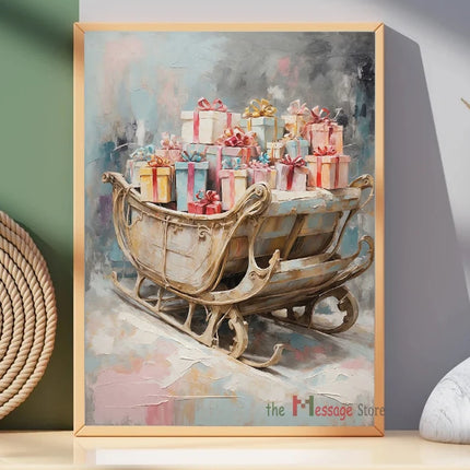 Form Christmas Canvas Painting Santa Mittens Bells Decor by zapcart
