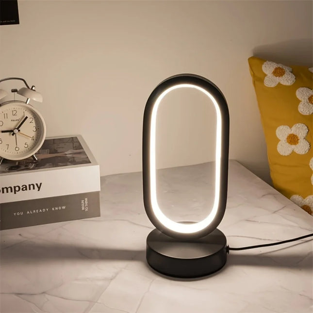 1PC Mini Circular Metal Art Desk Lamp with Three Color Lighting and USB Port by zapcart