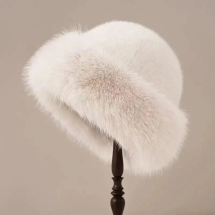 Zapcart Fluffy Fur Bucket Hat For Women Warm Winter Cap