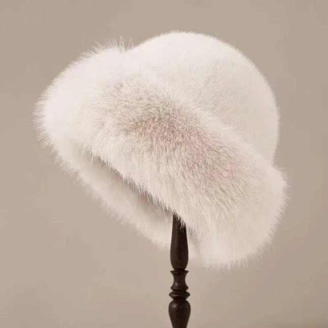 Zapcart Fluffy Fur Bucket Hat For Women Warm Winter Cap