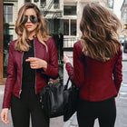 Plus Size Womens PU Leather Jacket Slim Fit Streetwear by zapcart