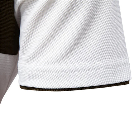 AIOPESON Men Breathable Striped V Neck Slim Polo Shirt by zapcart