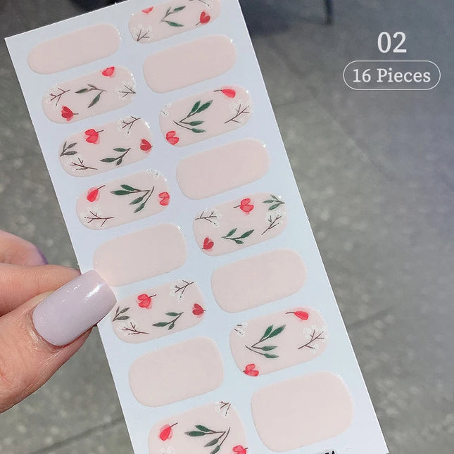 Pink Glitter Nail Stickers Full Cover Diy Manicure Deluxe by zapcart