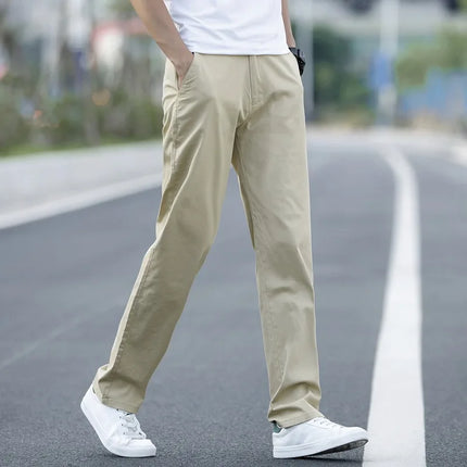 CN Guangdong Men Cotton Chinos Plus Size Summer Lightweight by zapcart