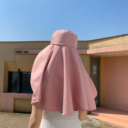 1/2/3PCS Summer Women's Sun Protection Sunshade UV Protection Hat Large Brim Face Covering Hat Face Mask Neck Protection Hat by zapcart