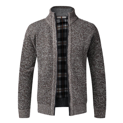 Mens Winter Cardigan Warm Fleece Zip Slim Fit Knit Jiangsu by zapcart