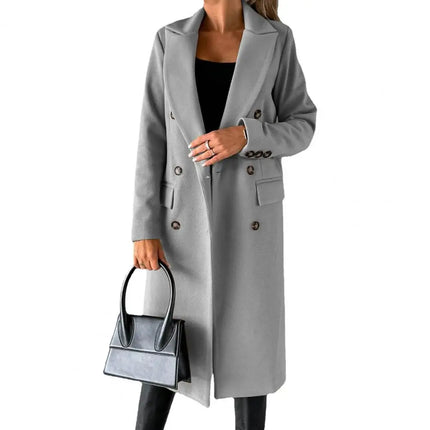 Women Woolen Winter Overcoat Warmth Elegant Streetwear by zapcart