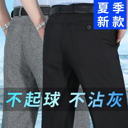 Men's Linen Pants Ice Cool Summer Trousers For Office Dad by zapcart