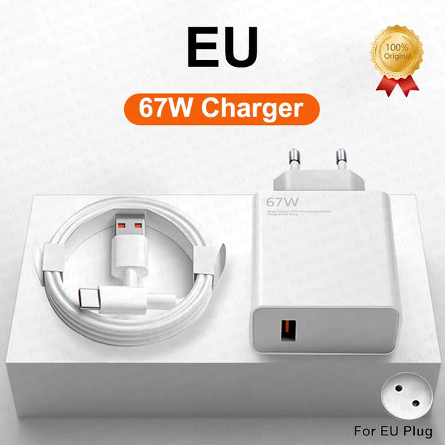 GaN 67W Fast Charger for Xiaomi Turbo Quick Charge USB C by zapcart