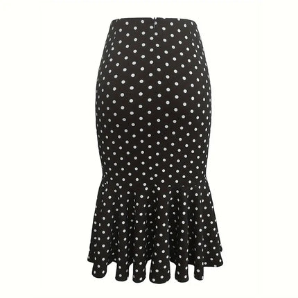 Houndstooth Knee Length Skirt Women High Waist Chic Slim by zapcart