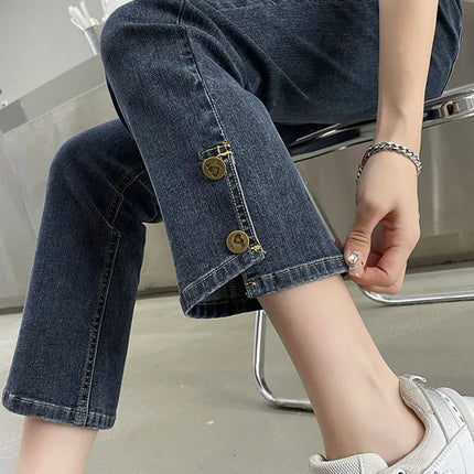Chic Design High Waist Slim Straight Jeans Women Stretch by zapcart