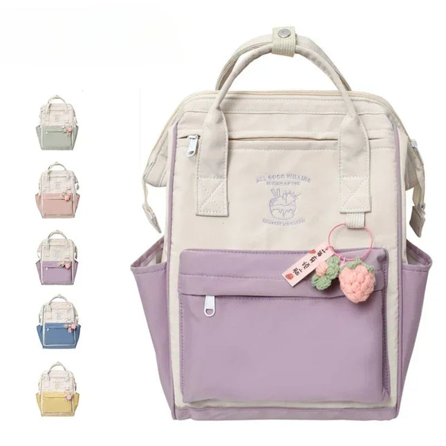 Japan Trend Color Matching Waterproof Backpack Leisure Travel Bagfor Women and Girls Large Capacity Sports Weekend Trip Sportbag by zapcart