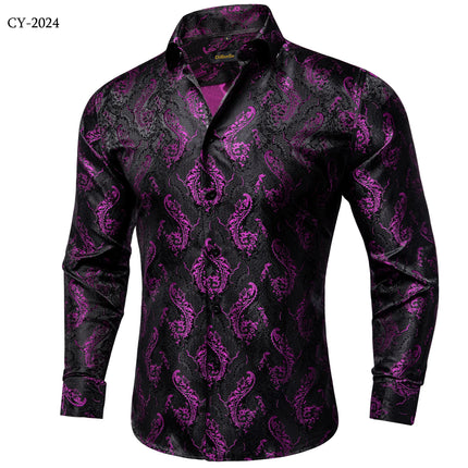 HenanChoice Mens Jacquard Paisley Shirt Long Sleeve Luxury by zapcart