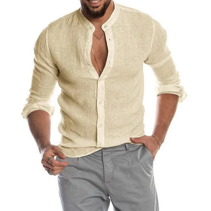 Ayrbao Mens Long Sleeve Solid V Neck Shirt Casual Everyday by zapcart