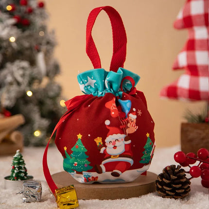 Festive Christmas Gift Bag Drawstring Pouch For Parties by zapcart