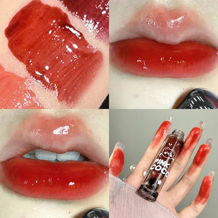 Mirror Glass Lip Tint Punk Dark Red Long Lasting Shine by zapcart