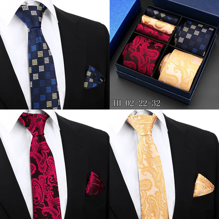 Mens Tie Hanky Set Burgundy Paisley Wedding Gift Box 3pcs by zapcart