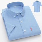Faboten Men's Oxford Short Sleeve Shirt Slim Fit Cotton by zapcart